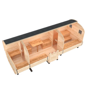 Preview: Fasssauna / Gartensauna / Banja / Quadro 6,0 m mit Vorraum und Balkon